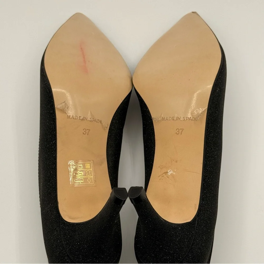 Raphael Sarti Elite Black Sparkle Women's Low Heels Size 37 - Picture 15 of 17